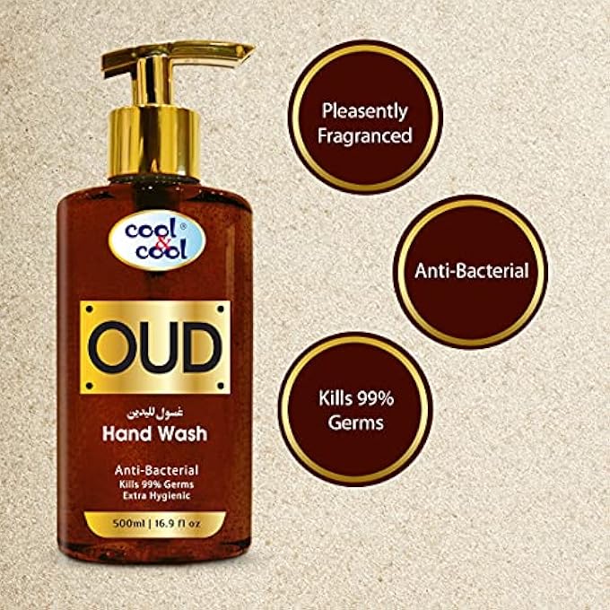 Cool & Cool ARABIC SERIES OUD HAND WASH -500ML - ANTIBACTERIAL, ALCOHOL-FREE, MOISTURIZING WITH VITAMIN E, 99% GERM-KILLING FORMULA - Image 3